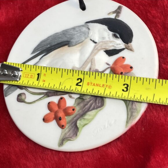 Chickadee Branch Ornament Signed LE 1989 Handpainted Ceramic Raised Design 3.5" - Picture 14 of 16